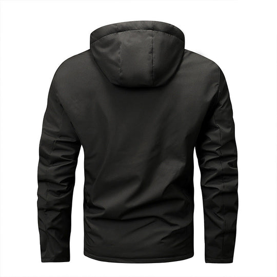 Herren winddichte Softshelljacke mit verstellbarer Kapuze und Innenfutter
