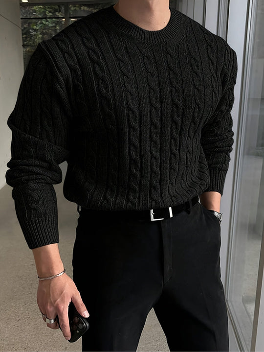 Edvard | Herren Zopfmuster Strickpullover Rundhals