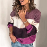 Melanie | Damen Colorblock-Pullover für den Frühling – Violett