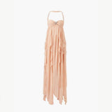 Ariel Kleid – Rückenfreies Maxi-Kleid mit Volants – Pfirsich