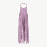 Ariel Kleid – Rückenfreies Maxi-Kleid mit Volants – Lila
