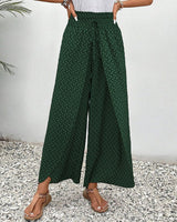Lena | Elegante Damenhose mit weitem Bein Print – Grün