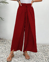 Lena | Elegante Damenhose mit weitem Bein Print – Rot