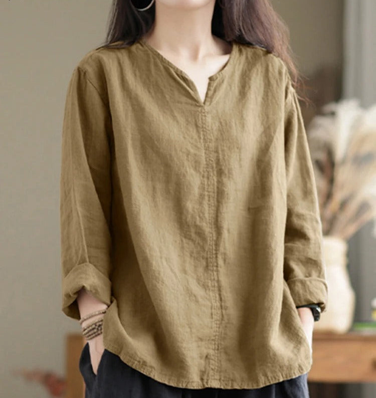 Buchholz® | Bluse mit V-Ausschnitt aus Baumwolle