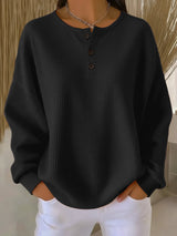 Lina | Lässiger Damen Oversized Strickpullover Mit Waffelstruktur – Schwarz