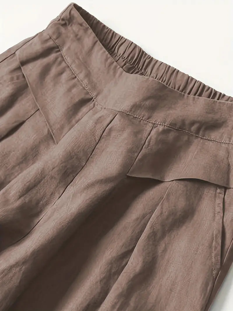 Anina - Weite Beine Leinen Hose