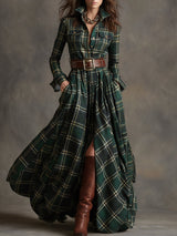 GIULIETTA™ / MAXIKLEID MIT KAROMUSTER – Grün