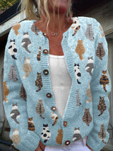 Charlotte | Damen-Cardigan mit Knöpfen und langen Ärmeln – Blauer Cardigan