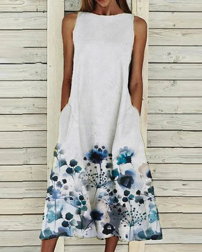 Damen Sommerkleid Mit Blumenmuster | Midi