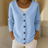 Delavie - Gepolsterter Strickcardigan mit Knopfleiste – Himmelblau