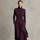 Damen-Boho-Maxikleid, asymmetrisch – Lila