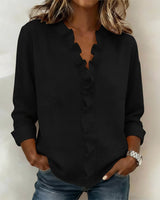 Lena | Stilvolle Bluse für Damen mit Volants – Schwarz