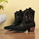 Fable | Damen Westernstiefel für breite Waden mit Stickerei – Schwarz