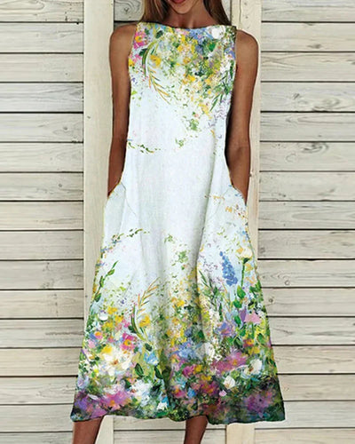 Damen Sommerkleid Mit Blumenmuster | Midi
