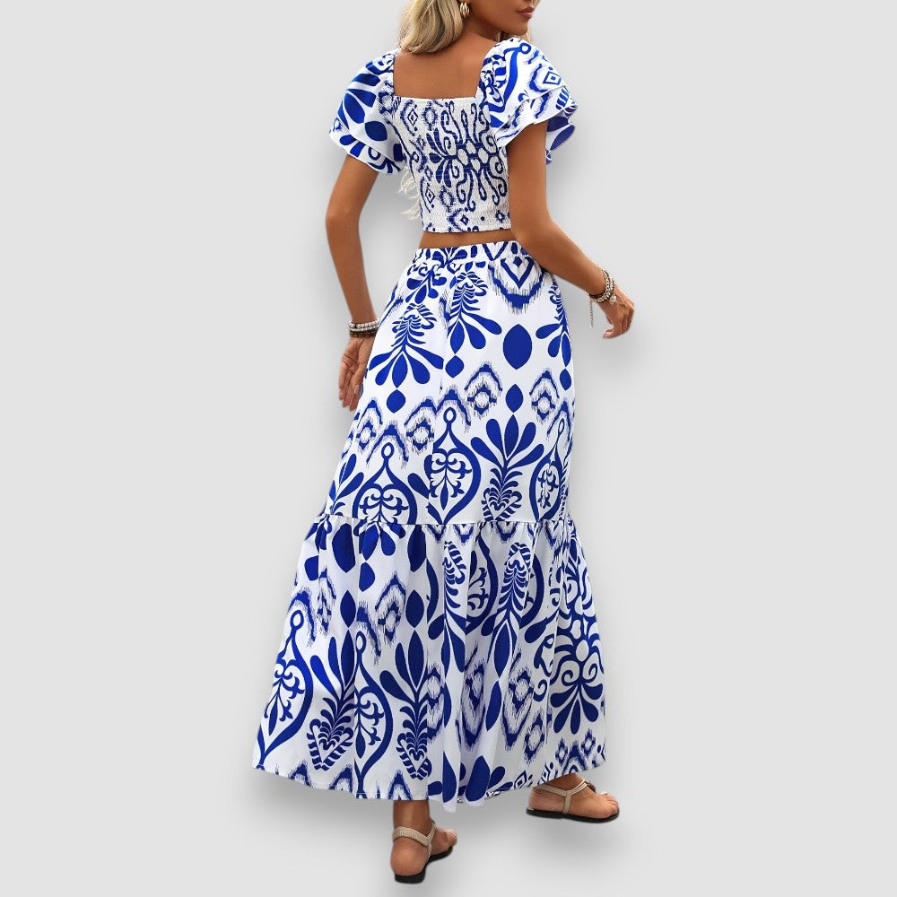 Beline | Crop Top & hochtaillierter Maxirock Set