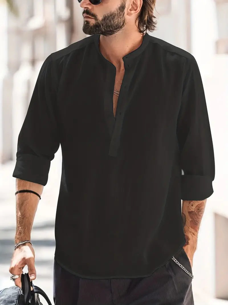 Herren Klassisch Henley Shirt | Langarm