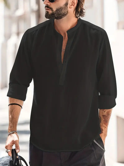 Herren Klassisch Henley Shirt | Langarm