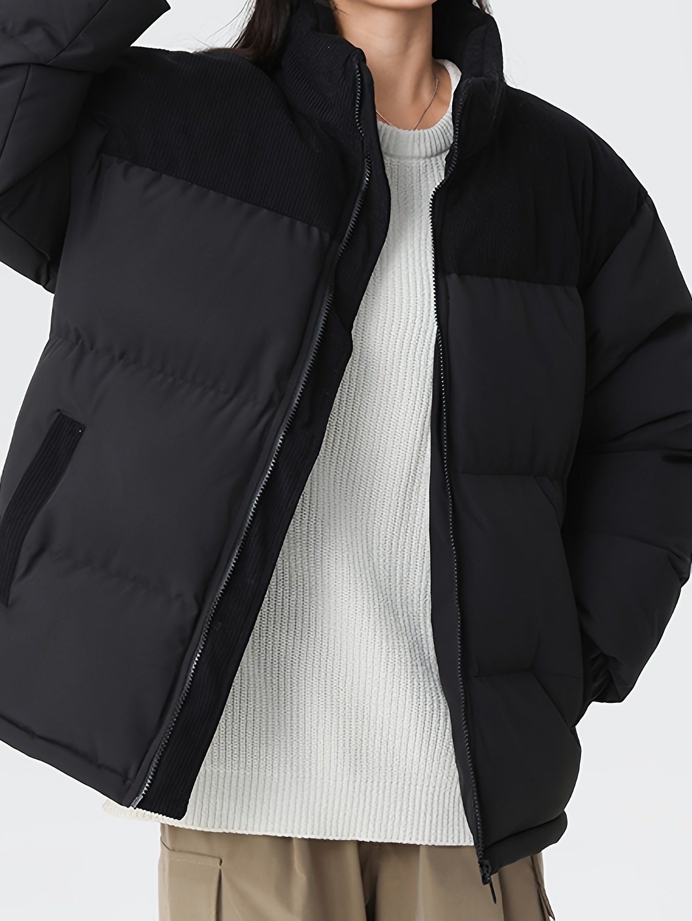 Stilvolle trendige Farbblock-Puffer-Winterjacke für Herren | Ideal für den Winter