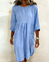 Paula | Charmantes 3/4-Arm-Kleid Damen – Blau