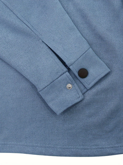 Lässiger Einfarbiger Baumwolle Trainingsanzug mit Knopfleiste, Hemd und Hose für Herren | Perfekt für Outdoor-Aktivitäten