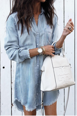 Mia | Denim-Hemdkleid Damen modern und lässig geschnitten – Marine
