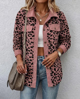 Miressia - Strickjacke mit Animal-Print und Knopfleiste – Pink