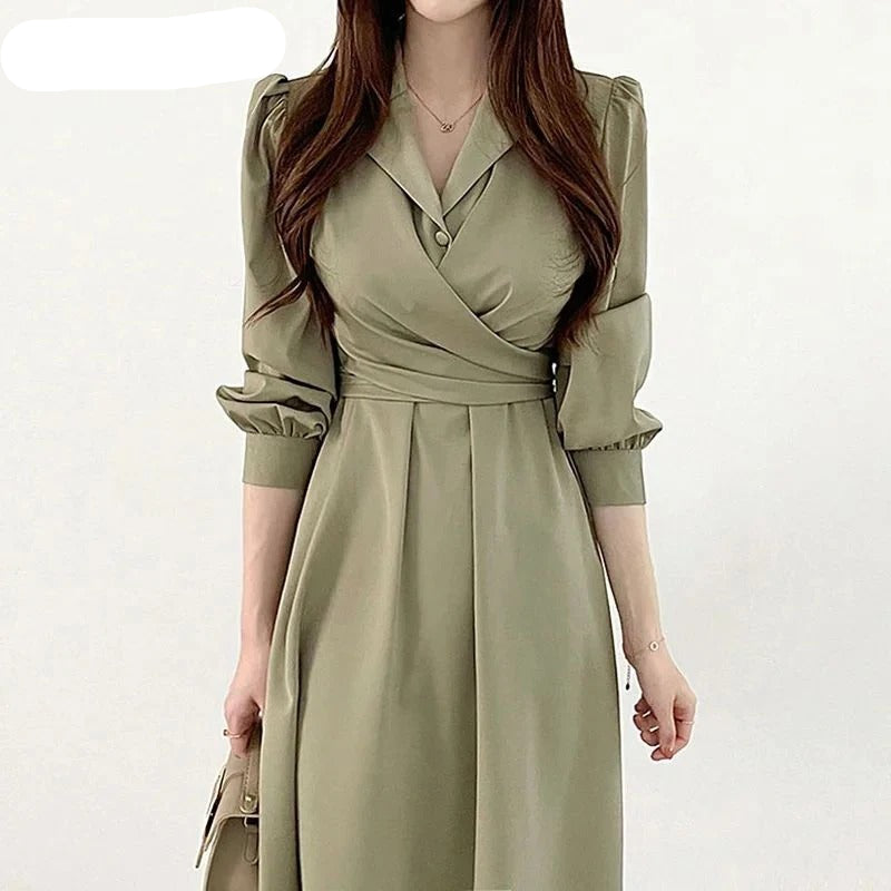 Thaliora® | Elegantes Wickelkleid mit Reverskragen