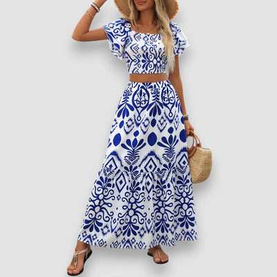 Beline | Crop Top & hochtaillierter Maxirock Set