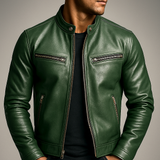Herren Bikerjacke mit Reissverschluss und Taschen – Grün