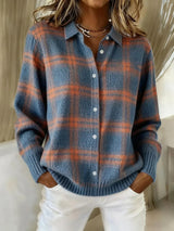 Ashara - weicher Karo-Cardigan – Blau
