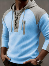 Ashcombe - Kuscheliger gerippter Hoodie – Blau