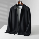 David | Moderne und Elegante Herren Strickjacke mit Reißverschluss – Schwarz