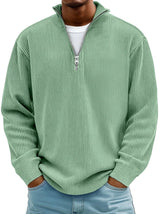 Tobias | Stilvoller Herren Rippstrickpullover Mit Quarter-Zip – Grün