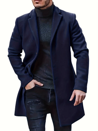 Eleganter einreihiger Trenchcoat für Herren | Ideal für den Winter