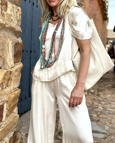 Brunella® | Himmlisches Set aus weißer Bluse und Hose mit elegantem Look