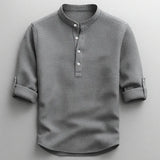 Jarvis - Strukturiertes Henley-Shirt – Grau