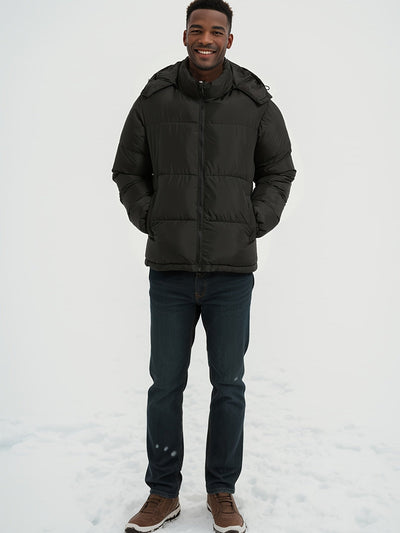 Stilvolle Kapuzen-Polyester-Daunen-Alternative Winterjacke für Herren | Ideal für den Winter