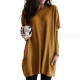 Stefanie | Bequemer Langer Pullover mit Taschen – Braun