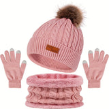 Winterset Mütze und Handschuhe für Damen – Rosa