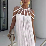 Damen-Maxikleid aus Leinenmischung (Cover-Up) – Weiß