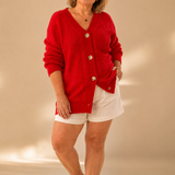 Halcyon - Soft-Touch-Cardigan mit Knöpfen – Rot
