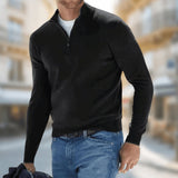 Sebastian | Leichter Quarter-Zip-Strickpullover für Herren – Schwarz