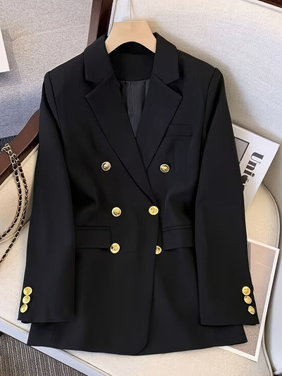 Schicke Langer Slim-Blazer Mit Goldenen Knöpfen Für Damen |  Ideal für das tägliche Tragen