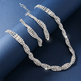 Alessara - Kristall-Twist-Schmuckset – Silber
