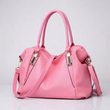 Damen Breite Leder Handtasche Mit Langem Riemen – Stilvolle Schultertasche – Rosa