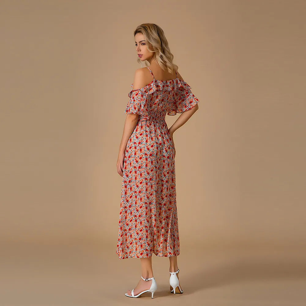 Carla - Frisches geblümtes Midikleid für den Sommer