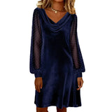 Verelia - Samt-Minikleid mit Wasserfallausschnitt – Blau