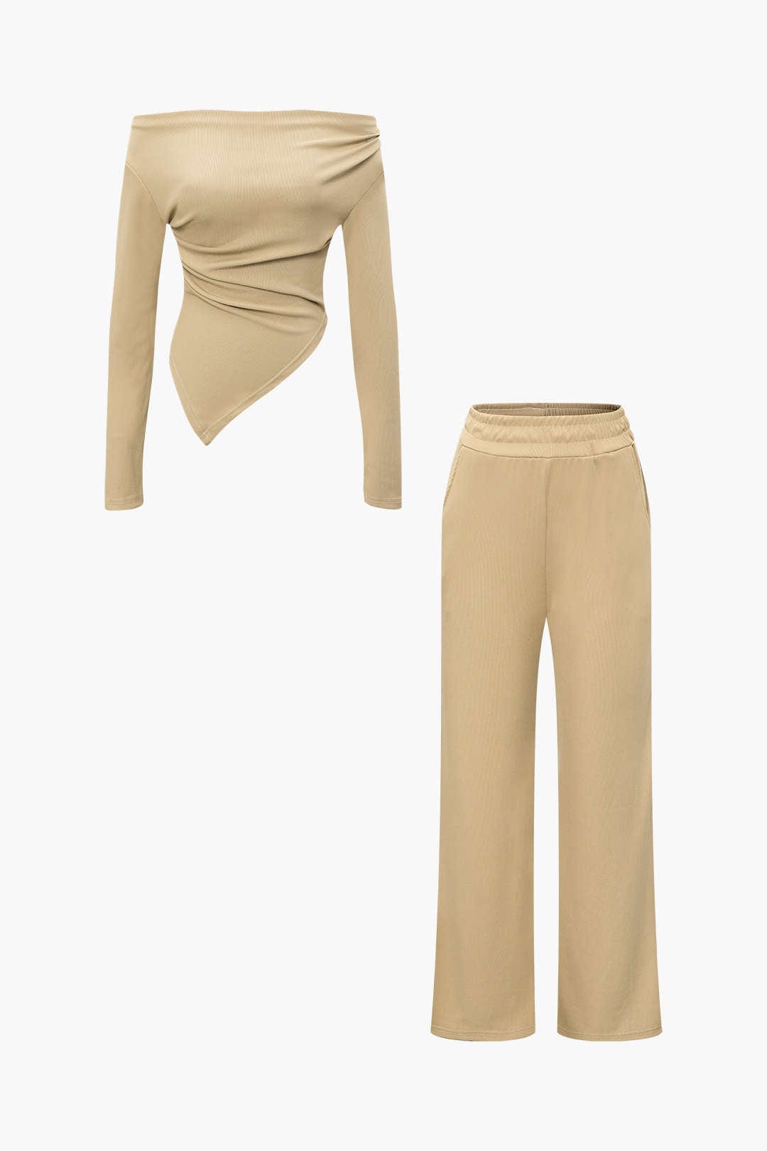 Daniela | Elegantes Zweiteiler-Set mit Asymmetrischem Oberteil & Weiten Hosen