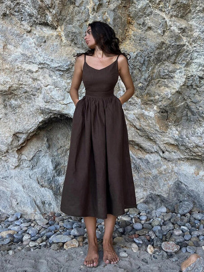 Leinen Boho Maxikleid | Strandkleid, Sommerkleid