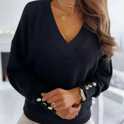 Baumwollpullover mit V-Ausschnitt für Damen | Ideal für den Winter